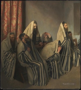 150の主題の芸術作品 Painting - シナゴーグで追悼するユダヤ人 by サー・ウィリアム・ローゼンスタイン